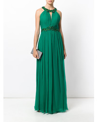 Зеленое вечернее платье с украшением от Marchesa Notte