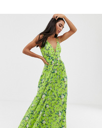 Зеленое вечернее платье с цветочным принтом от ASOS DESIGN