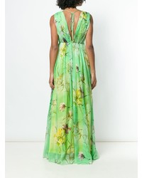 Зеленое вечернее платье с цветочным принтом от Blumarine