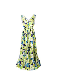 Зеленое вечернее платье с цветочным принтом от MSGM