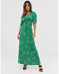 Зеленое вечернее платье с цветочным принтом от TFNC