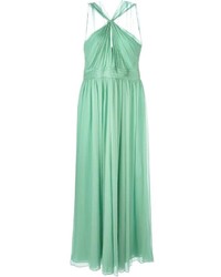 Зеленое вечернее платье со складками от Halston
