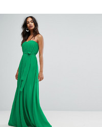 Зеленое вечернее платье со складками