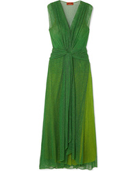 Зеленое вязаное платье-макси