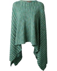Зеленое вязаное пончо от Missoni