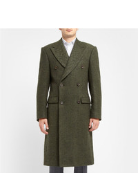Зеленое длинное пальто от Richard James