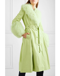 Женское зеленое кожаное пальто от Saks Potts