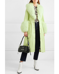 Женское зеленое кожаное пальто от Saks Potts
