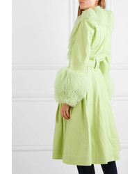 Женское зеленое кожаное пальто от Saks Potts