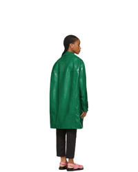 Женское зеленое кожаное пальто от Marni