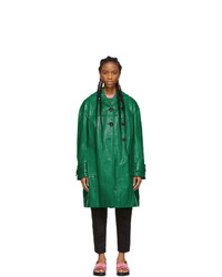 Женское зеленое кожаное пальто от Marni