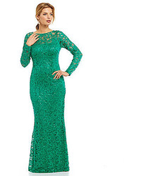 Зеленое кружевное вечернее платье