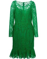 Зеленое кружевное платье-миди от Dolce & Gabbana