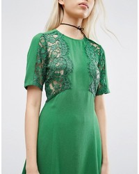 Зеленое кружевное платье прямого кроя от Asos