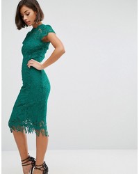 Зеленое кружевное платье-футляр от Paper Dolls