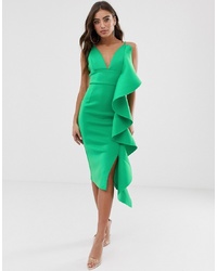 Зеленое облегающее платье с рюшами от Lavish Alice