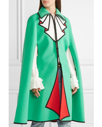 Зеленое пальто-накидка с принтом от Gucci