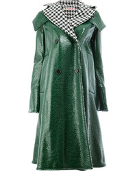 Женское зеленое пальто с узором "гусиные лапки" от Marni