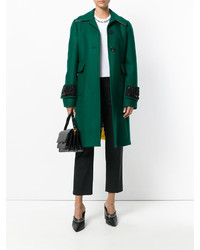 Женское зеленое пальто с украшением от No.21