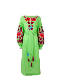 Зеленое платье-миди с вышивкой от Yuliya Magdych