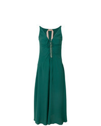 Зеленое платье-миди с украшением