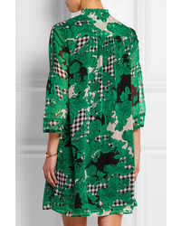Зеленое платье прямого кроя с принтом от Diane von Furstenberg