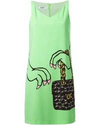 Зеленое платье прямого кроя с принтом от Moschino Cheap & Chic