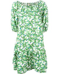 Зеленое платье прямого кроя с принтом от P.A.R.O.S.H.