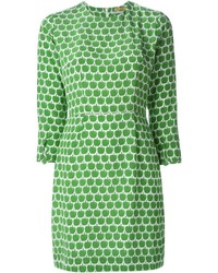 Зеленое платье прямого кроя с принтом от Peter Jensen