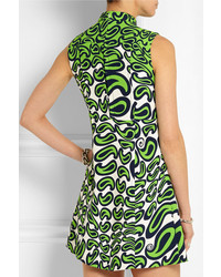 Зеленое платье прямого кроя с принтом от Miu Miu