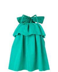Зеленое платье прямого кроя с рюшами от MSGM