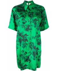 Зеленое платье-рубашка с принтом от No.21