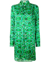 Зеленое платье-рубашка с принтом от Wunderkind
