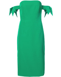 Зеленое платье с открытыми плечами от Milly