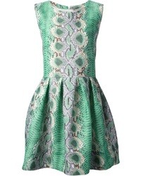 Зеленое платье с плиссированной юбкой с принтом от Ermanno Scervino