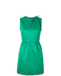 Зеленое платье с пышной юбкой с украшением от MSGM