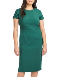 Зеленое платье-футляр из саржи