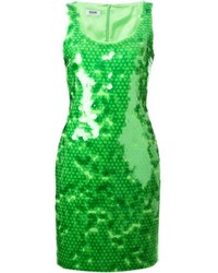 Зеленое платье-футляр с пайетками от Moschino Cheap & Chic