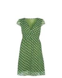 Зеленое повседневное платье с принтом