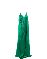Зеленое сатиновое вечернее платье от Mugler