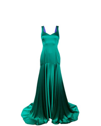 Зеленое сатиновое вечернее платье от Parlor