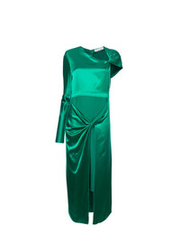 Зеленое сатиновое платье-миди от Dion Lee