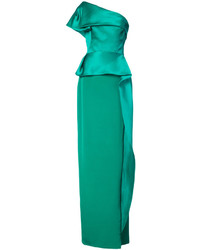 Зеленое шелковое вечернее платье от Marchesa
