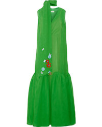 Зеленое шелковое платье-макси
