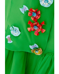 Зеленое шелковое платье-макси с украшением от DELPOZO