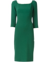 Зеленое шелковое платье-миди