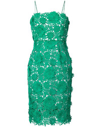 Зеленое шелковое платье с цветочным принтом от Milly