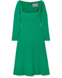 Зеленое шерстяное платье-миди