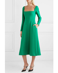Зеленое шерстяное платье-миди от Lela Rose