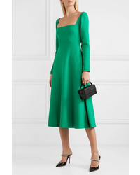 Зеленое шерстяное платье-миди от Lela Rose